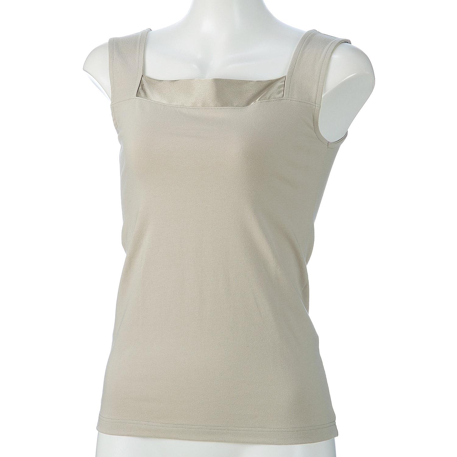 Joyeux Satin-Blended 2-Way Tank Top, Greige, M