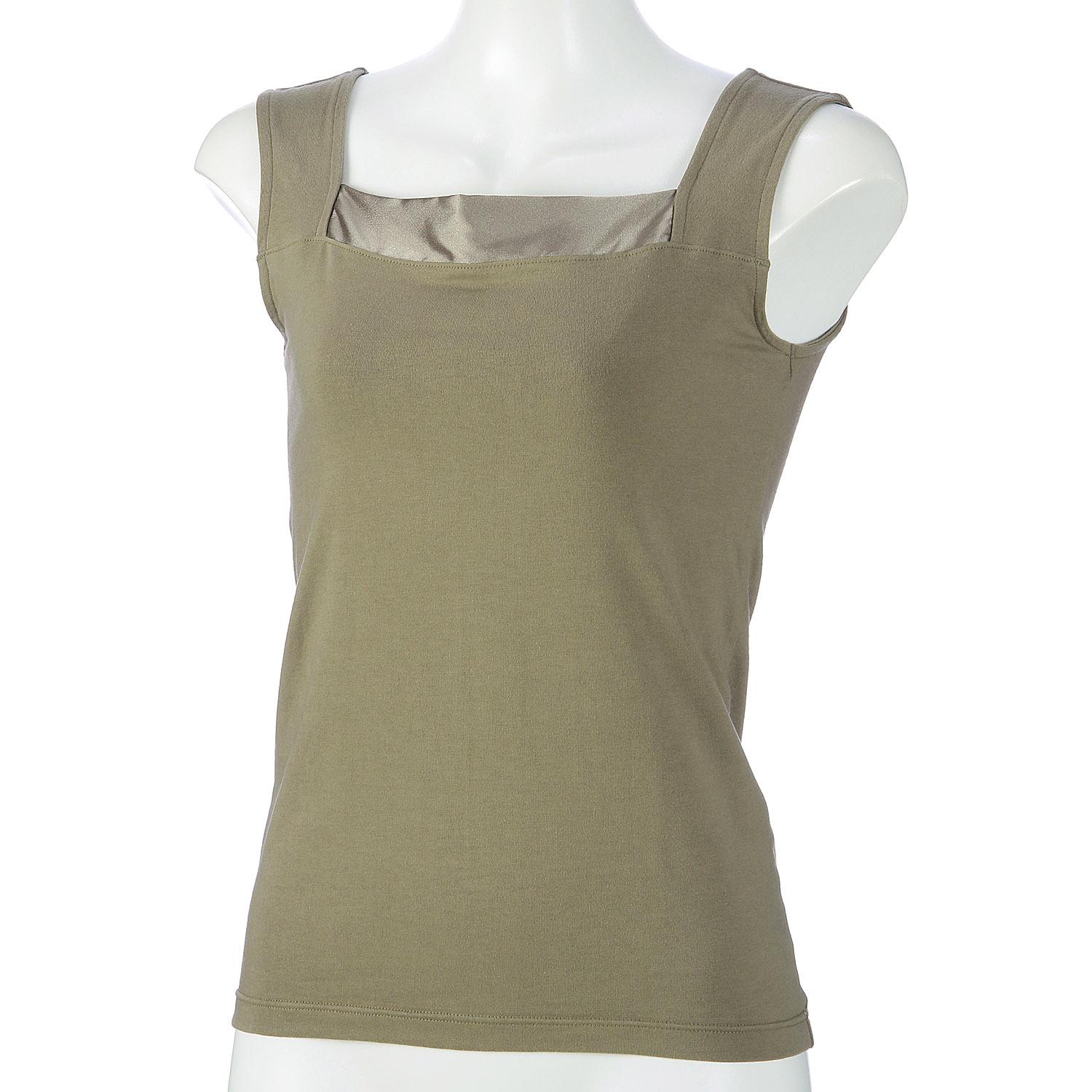 Joyeux Satin-Blended 2-Way Tank Top Khaki L
