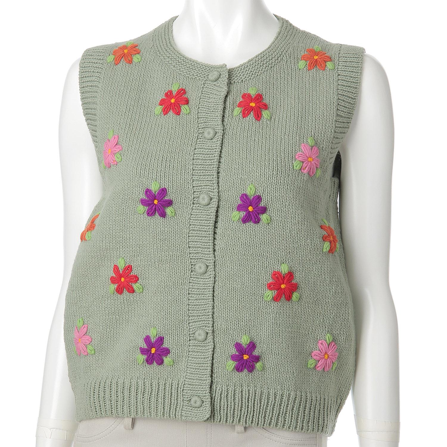 ESTELLE Floral Crew Neck Vest, Pale Gray, M