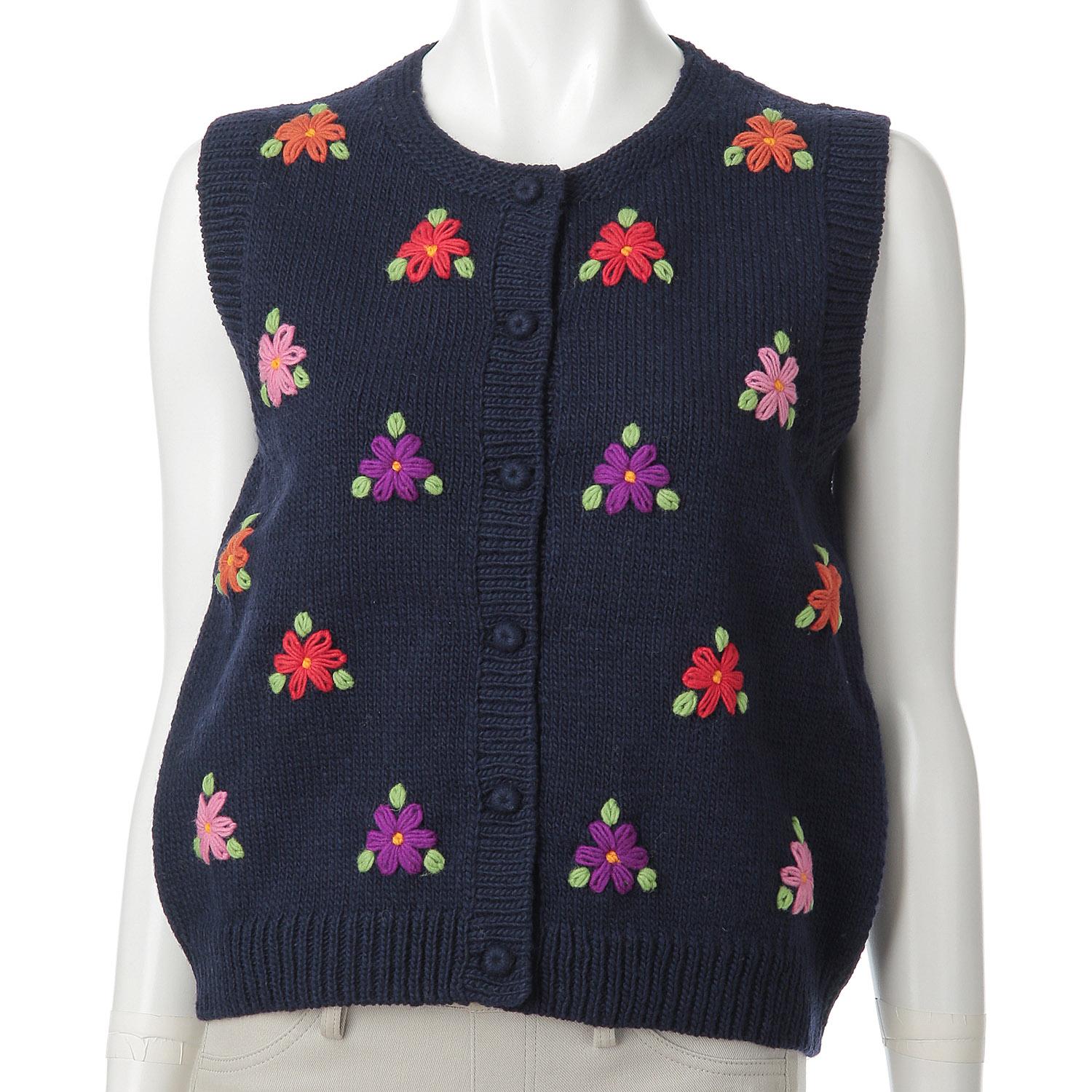 ESTELLE Floral Crew Neck Vest Navy M