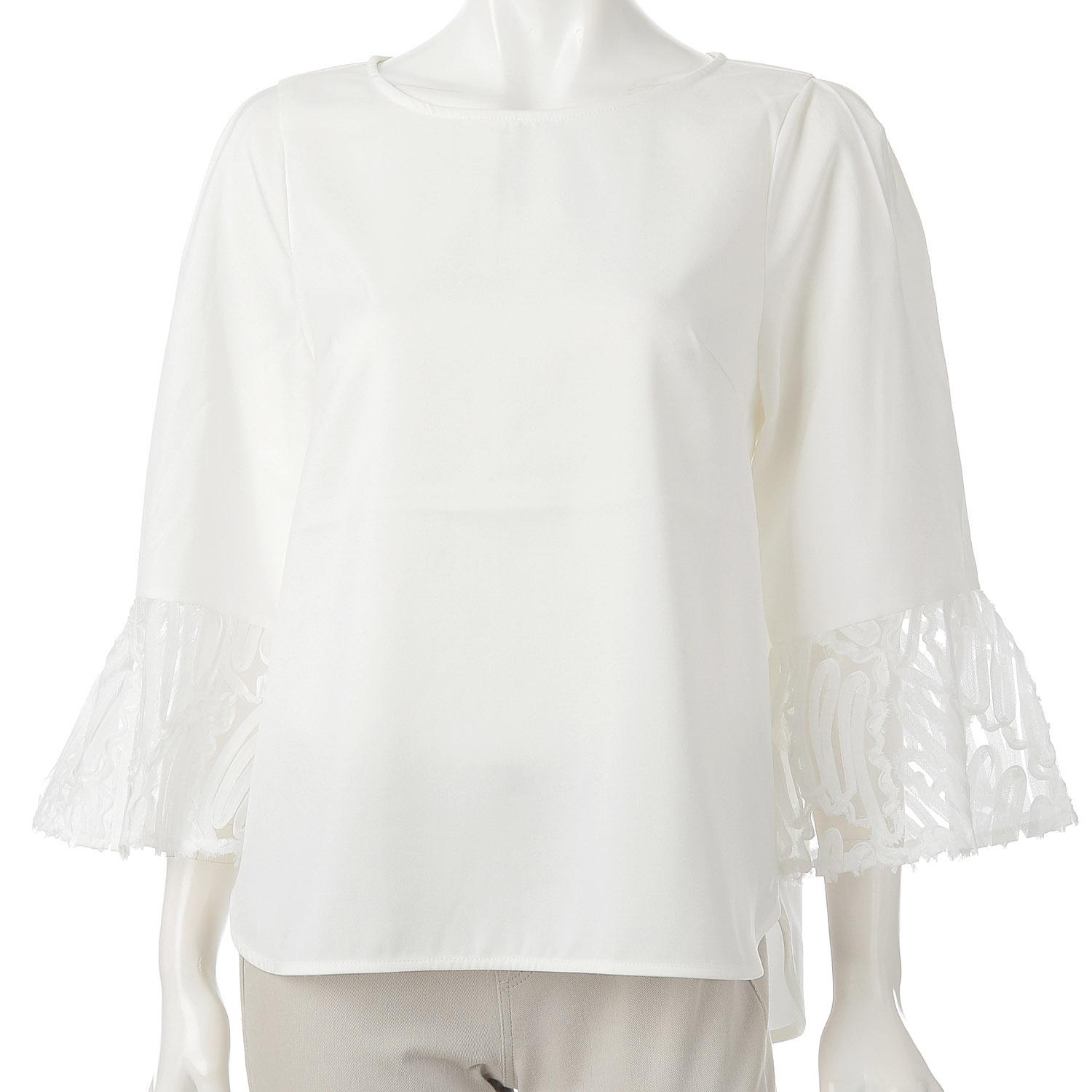Blouse with Contrasting Material Sleeves
