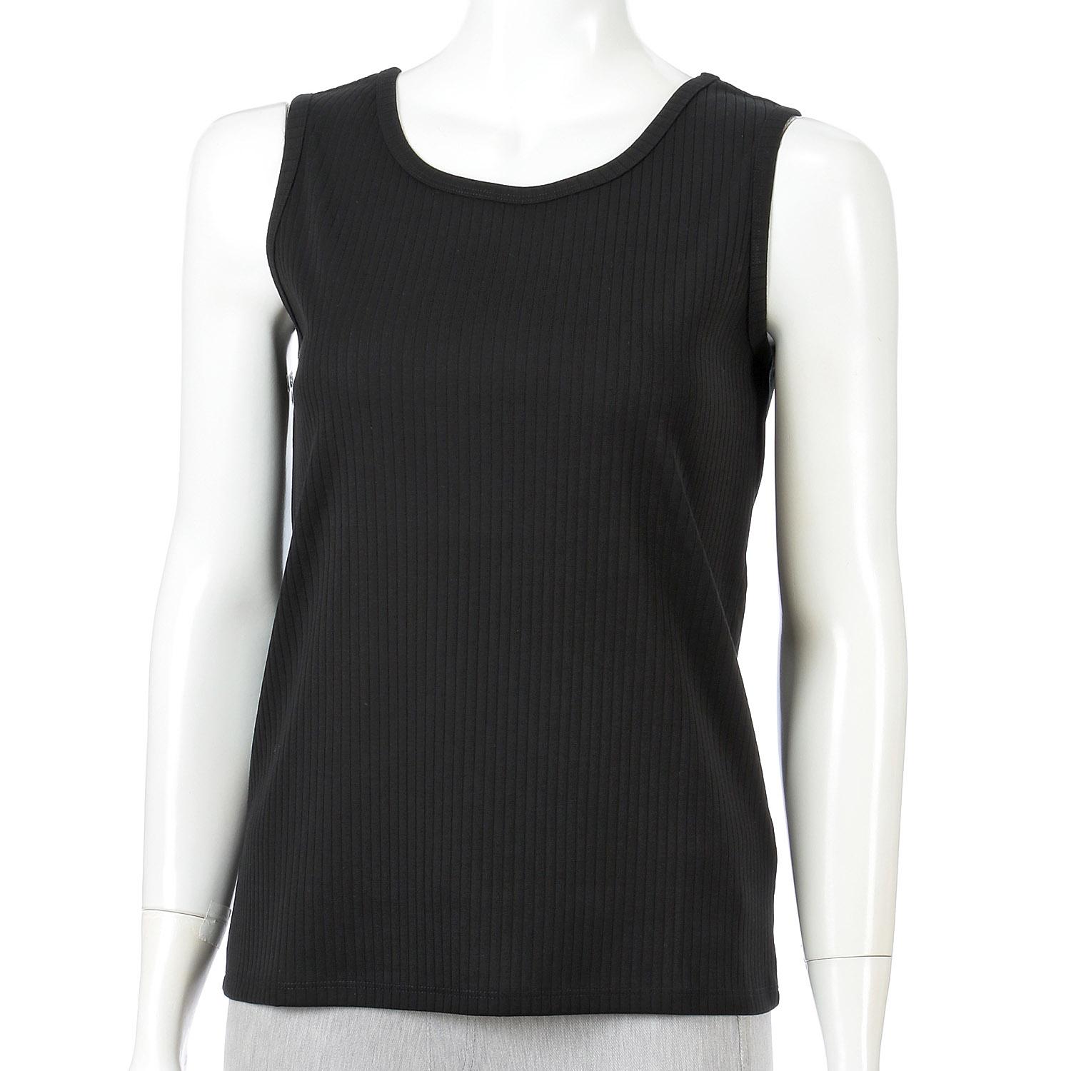 Needle-Punch Fleece Rib Tank Top - Black - M