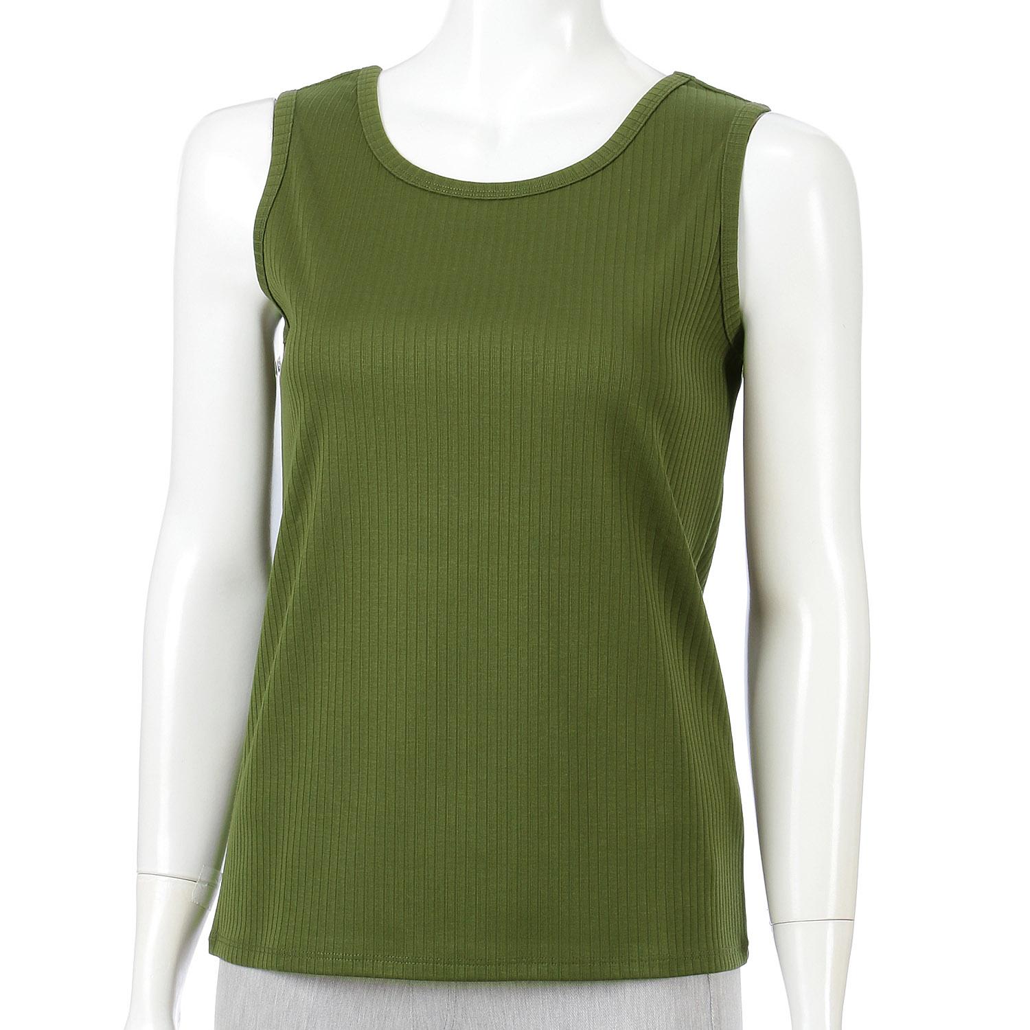 Needle-Punch Fleece Rib Tank Top Khaki M