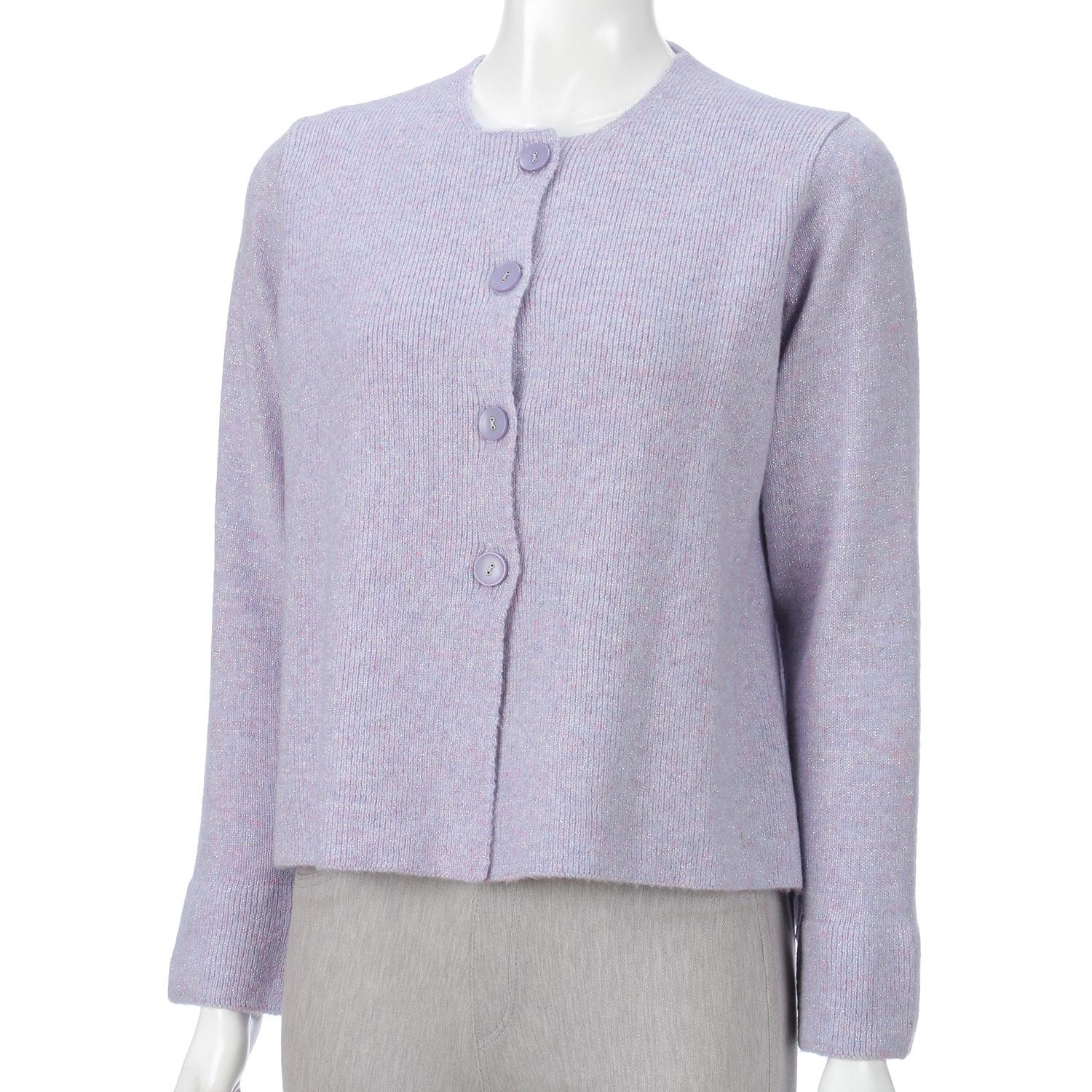 LAPIS ROUGE Silver Lame-Blended Cardigan Lavender 11Gou