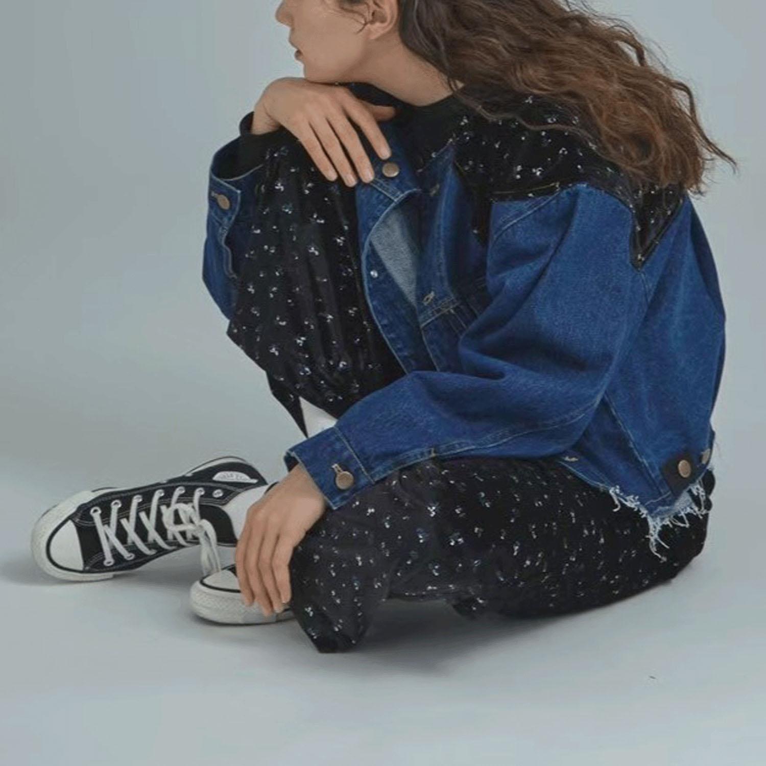 alee Velour Docking Denim Jacket Light Blue F (Free)