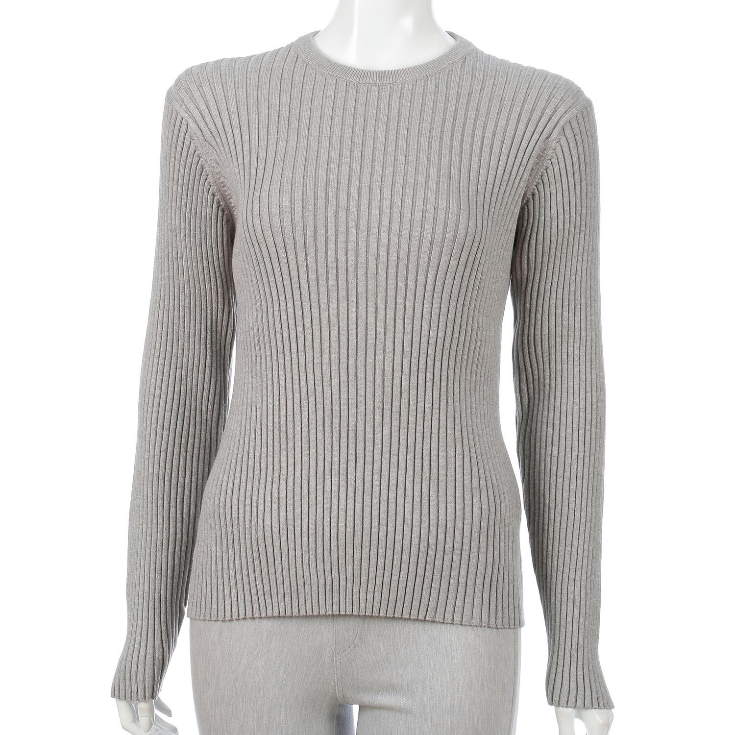 AUG Crew Neck Rib Knit Sweater, Gray, F (Free Size)