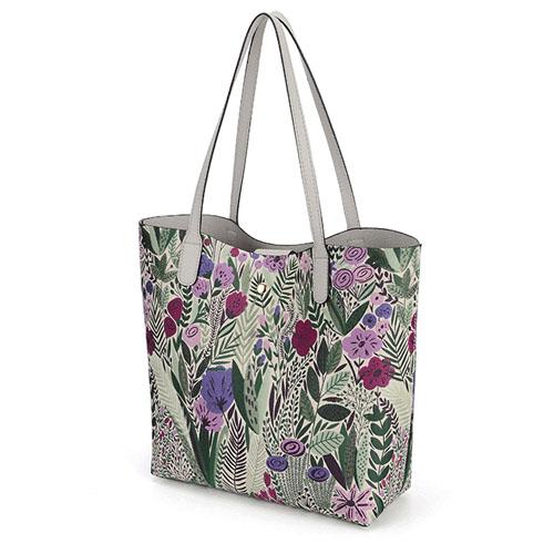 Floral Reversible Tote Bag - Gray