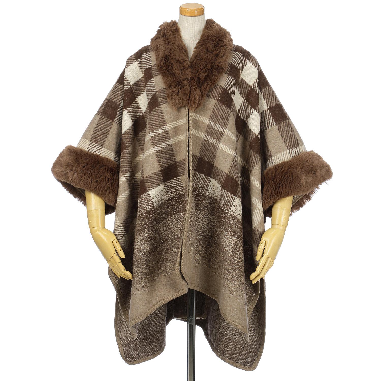 Poncho with Eco-Fur Trim