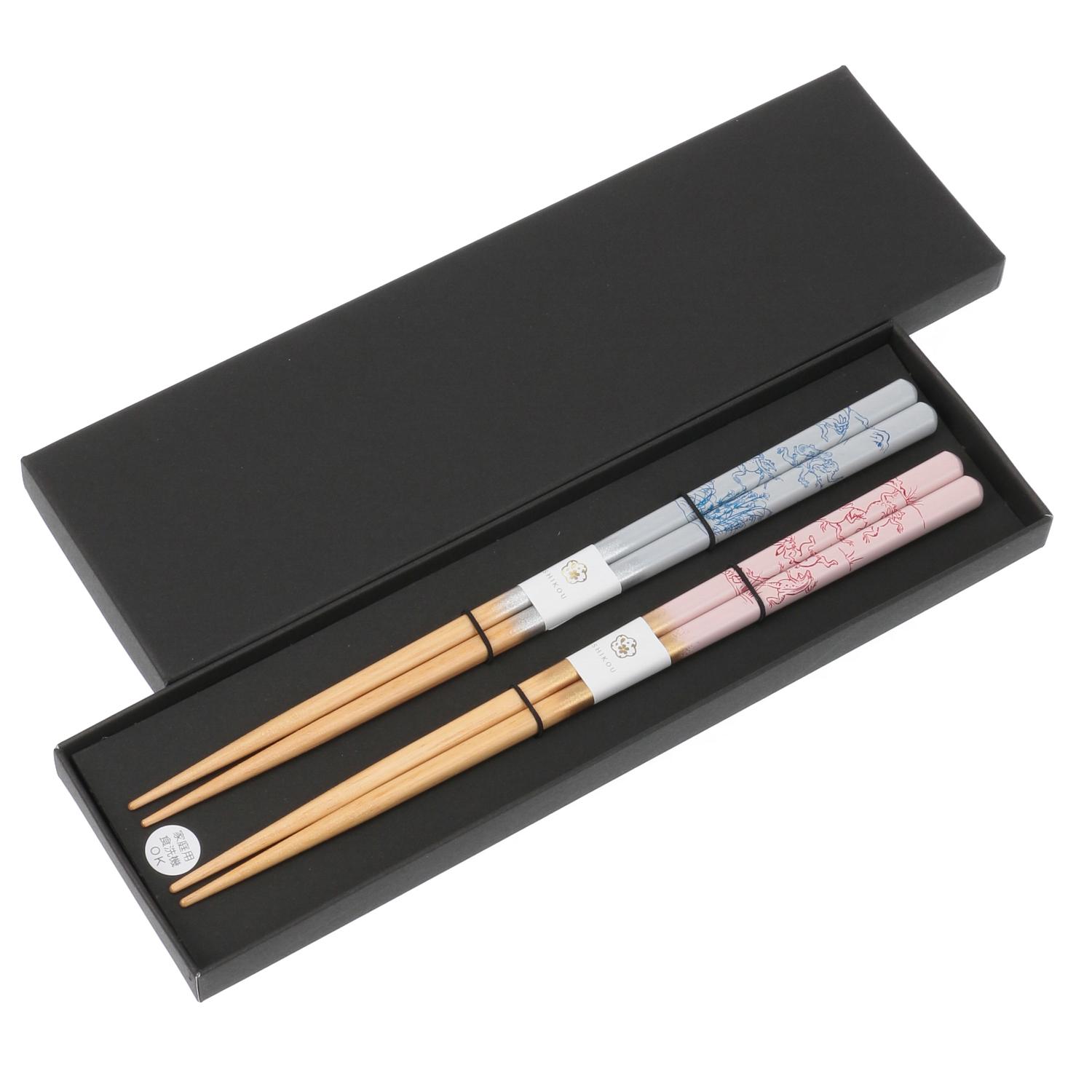 Pair Chopsticks Dishwasher-Safe Bird and Beast Playful Illustrations