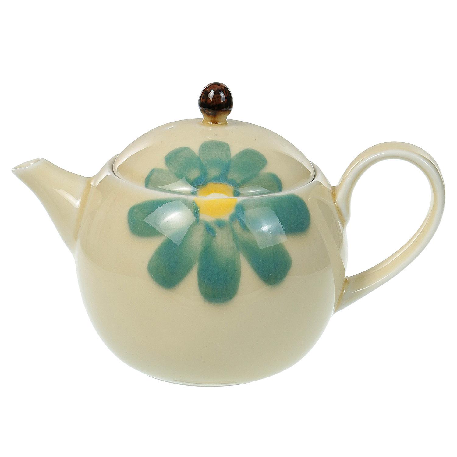 Indigo-dyed Pot with Indigo-rimmed Flowers