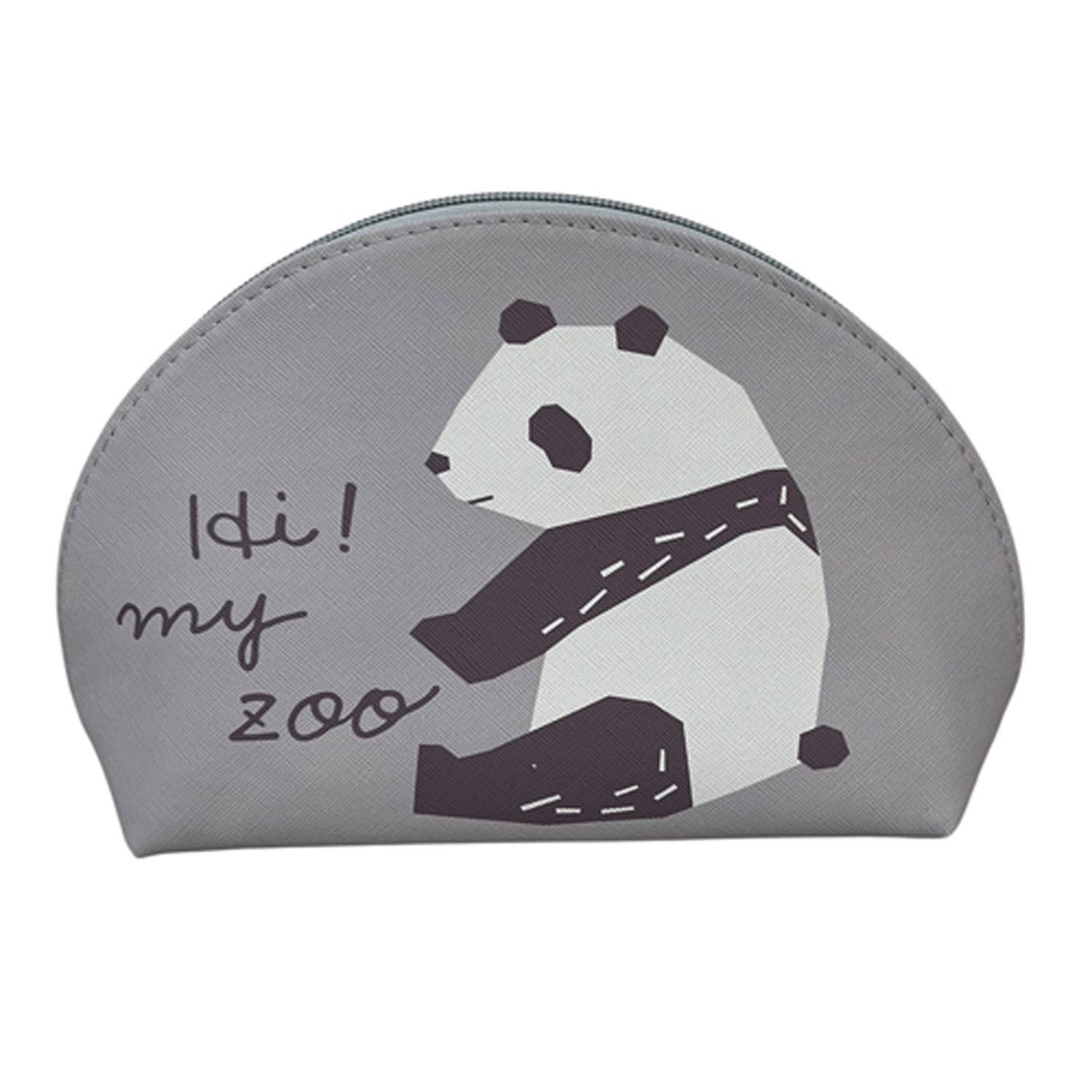 HI!MY ZOO Animal Print 4-Pocket Pouch Panda Gray