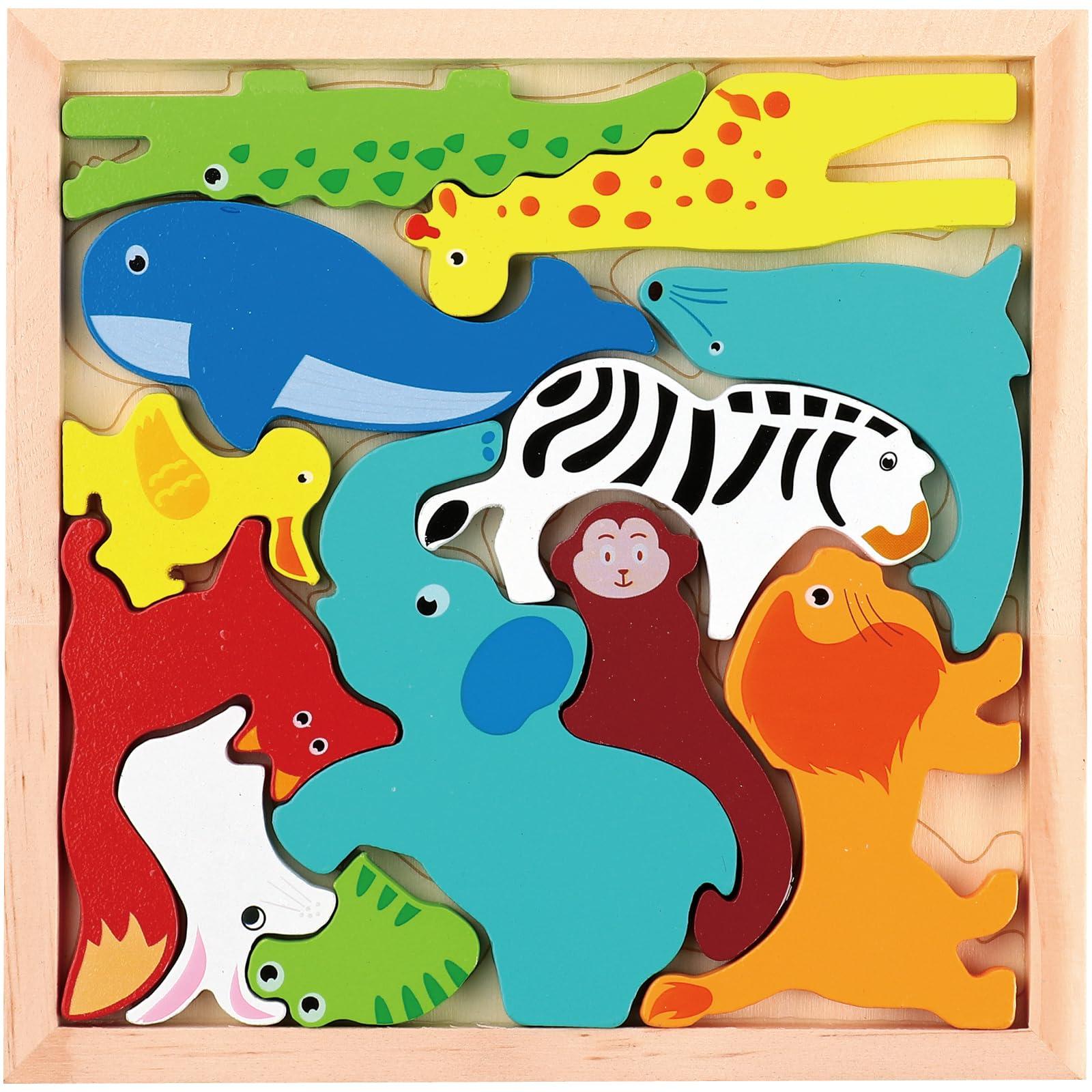 Artec Educational Toys Wooden Square Puzzle Animals 12 Pieces 22005