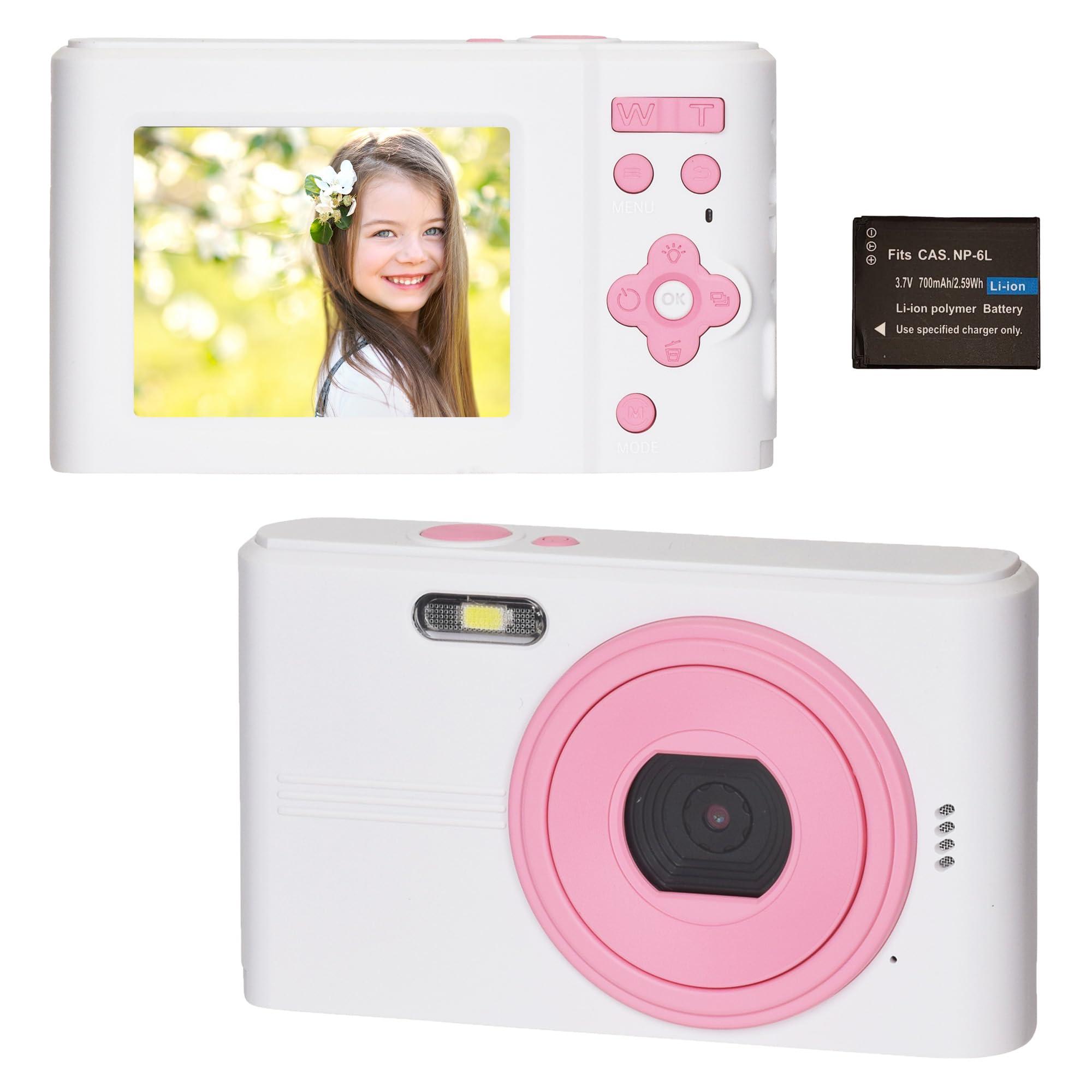 KEIYO Compact Digital Camera Cute Two-Tone Color From Your First Digital Camera to Everyday Use White × Pink NT-DC001-WPK