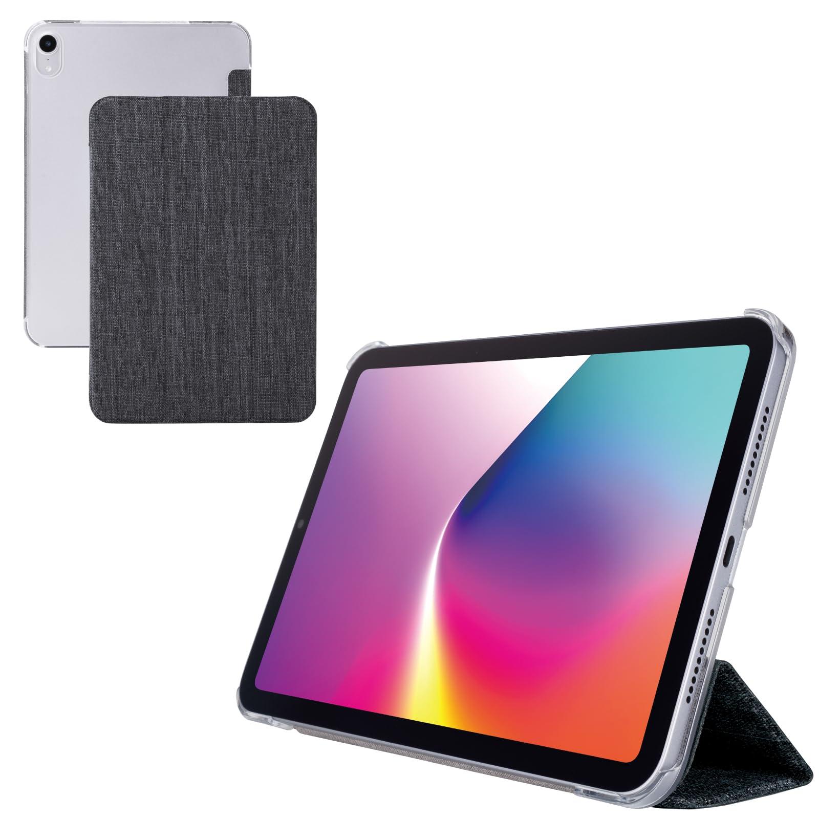 ELECOM iPad mini (A17 Pro) Flap Case Slim Lightweight Fabric Clear Back Black TB-A25SWVCBK