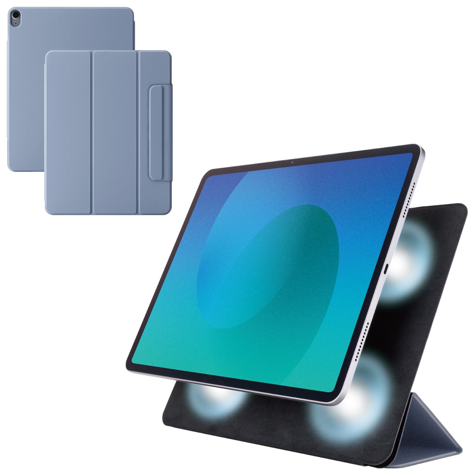 ELECOM 13-inch iPad Air (M3/M2) Flip Case Ultra-Thin Magnetic Attachment Sleep Mode Compatible Blue Gray TB-A25XWVPF2BG