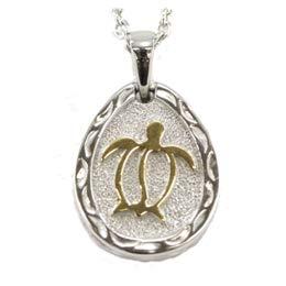 ALOHA HONU Necklace for Women and Men, Pair Pendant, Hawaiian, Hypoallergenic, Unisex, Stainless Steel, Sea Turtle, Honu, Plumeria, pmh-102