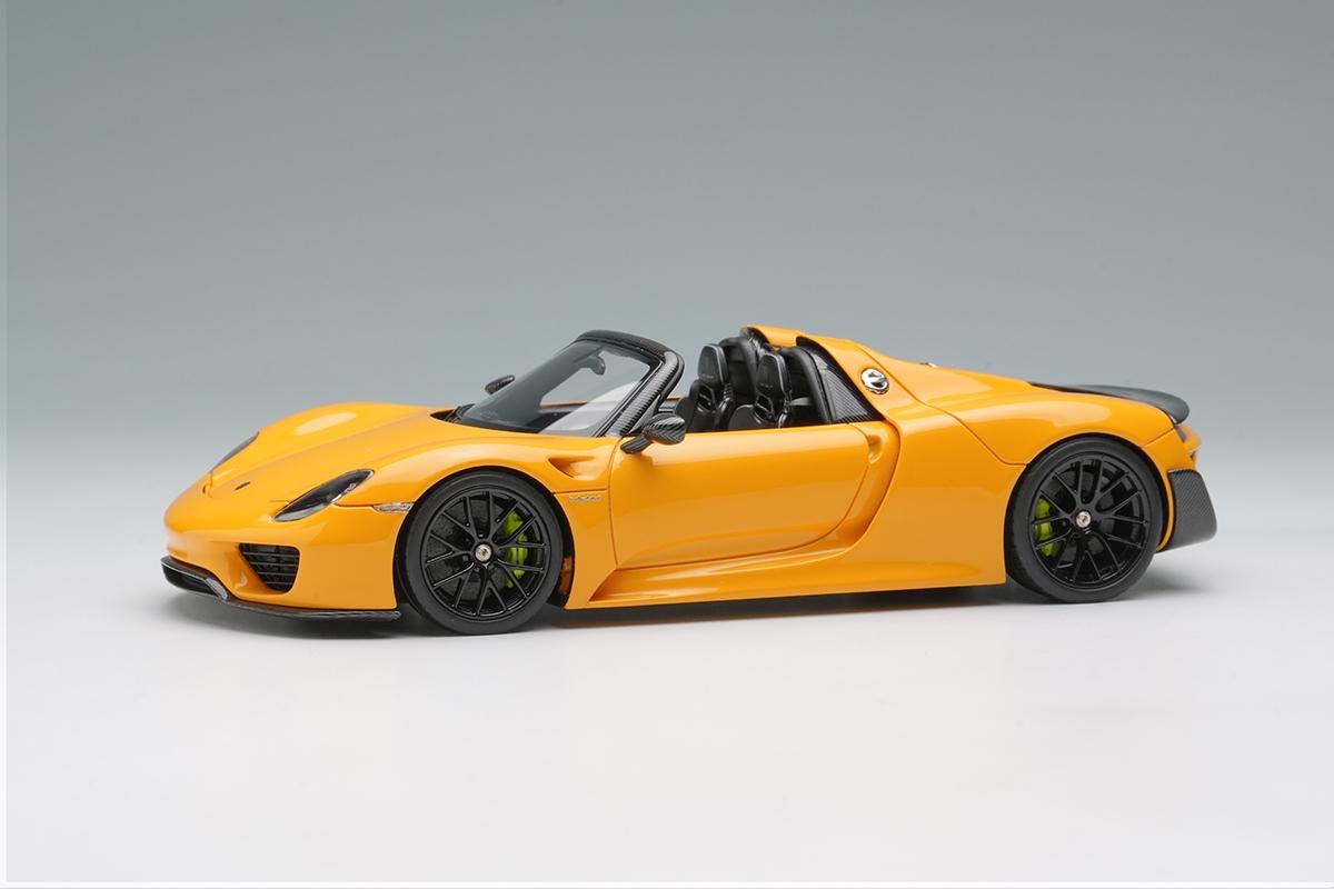 Makeup EIDOLON COLLECTION 1/43 Porsche 918 Spyder Weissach Package 2011 Signal Yellow Ready-to-Display EM569J