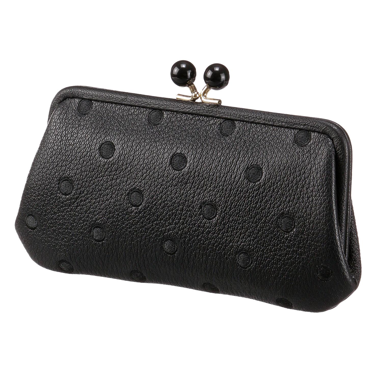 [Perke] Acrylic Bead Gusseted Long Wallet 08-06-03161 Women's BKDOT