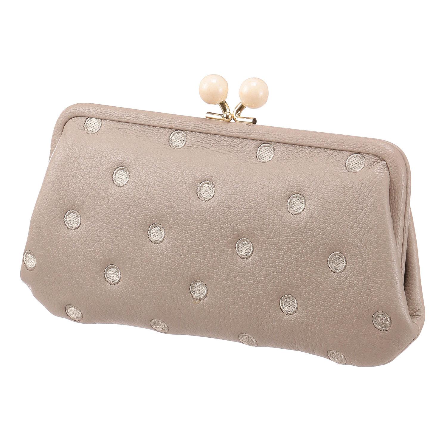 [Perke] Acrylic Bead Gusseted Long Wallet Women's Genuine Leather 08-06-03161 GYDOT