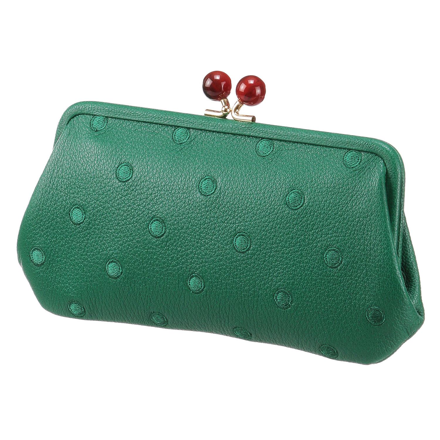 [Perke] Acrylic Bead Gusseted Long Wallet Women's Genuine Leather 08-06-03561 GNDOT