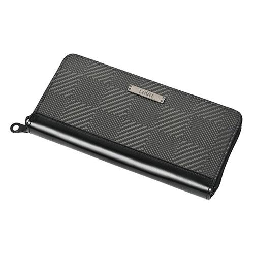Gadget Link FRUH Nishijin-ori Carbon & Cordovan Round Zip Wallet Black GL047