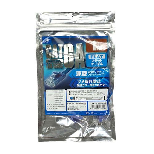 Japan Trust Technology CAT.6A Flat LAN Cable Supports up to 10Gbps (10GBASE-T) 1m Blue JTLAN6A-F10BLX5