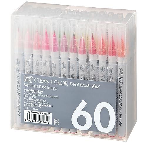 Kuretake Color Pen Brush Pen ZIG Clean Color Real Brush 60 Colors RB-6000AT/60V