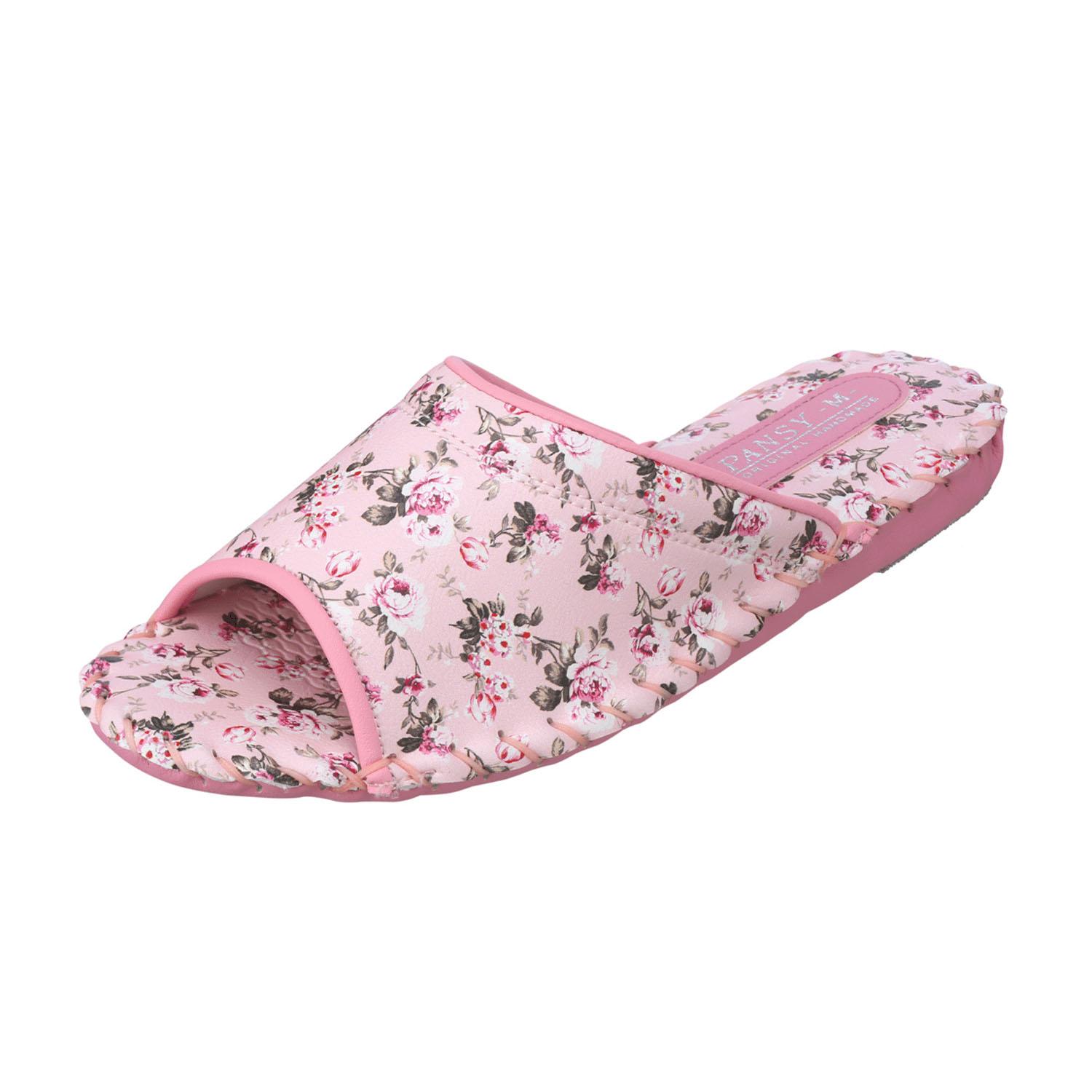 [Pansy] 9521 Indoor Slippers Room Shoes Women's Floral Pattern Hand-Knitted Antibacterial S Pink
