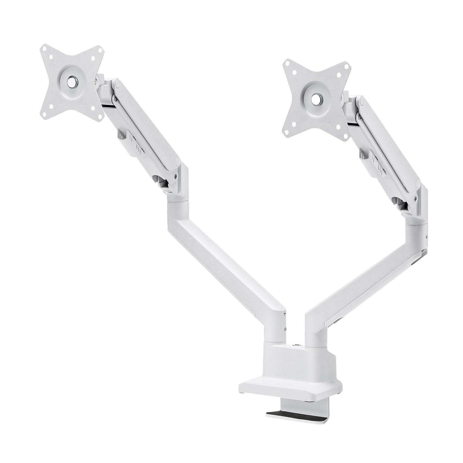 Sanwa Supply Monitor Arm (Dual Gas Spring Type, Slim Short Clamp, White) CR-LAC2403W