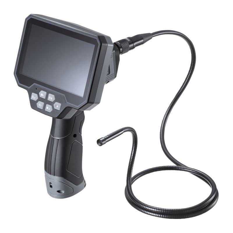 Sanwa Supply Fiber Scope Industrial Endoscope Camera IP67 8mm Waterproof 3-Camera Snake Camera Borescope 5-inch Monitor 1m Cable LED-Equipped CMS-ES02SET-1