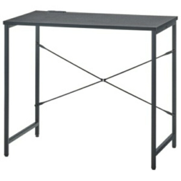 YAMAZEN Desk, 80cm Width, 2-Outlet Power Strip, 60kg Weight Capacity, Scratch/Stain/Moisture/Heat Resistant Top, Adjustable Legs, Depth 49cm x Height 70.5cm, Simple PC Desk/Study Desk, Assembly Required, Black/Sand Black MCPE-8050(BKSBK), Telework
