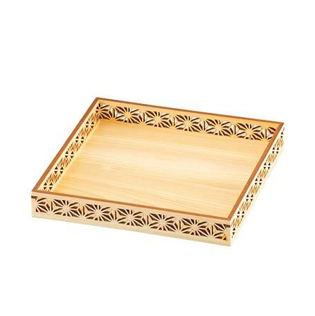 Yamaco Yumi Professional Use Hinoki Wooden Tray with Blue Wave Design yamaco28014
