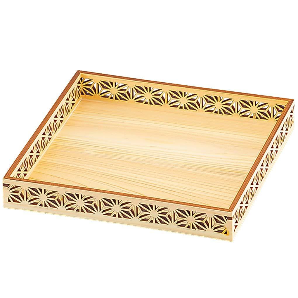 Yamaco Yumi Professional Use Hinoki Wooden Tray with Asanoha Pattern yamaco28015