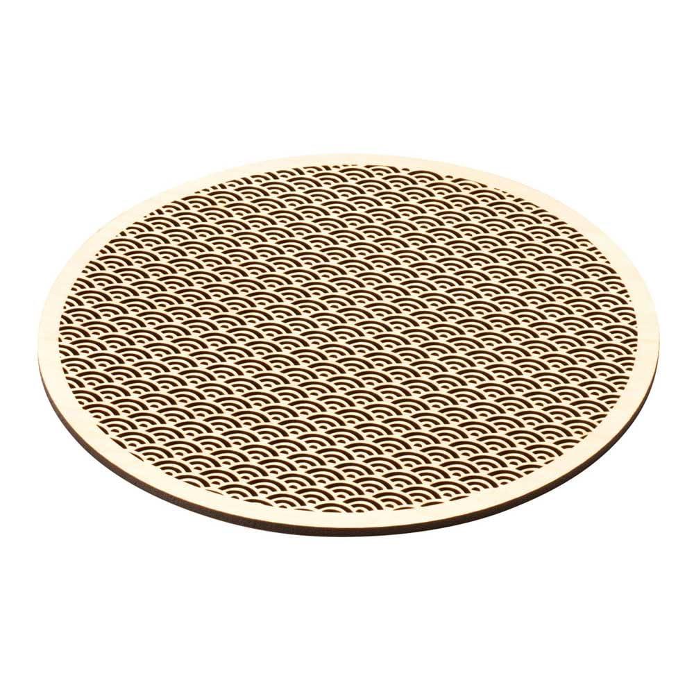 Yamaco Yumi Professional Use Hinoki Wooden Tray, Round (Small) with Seigaiha Wave Design yamaco38135