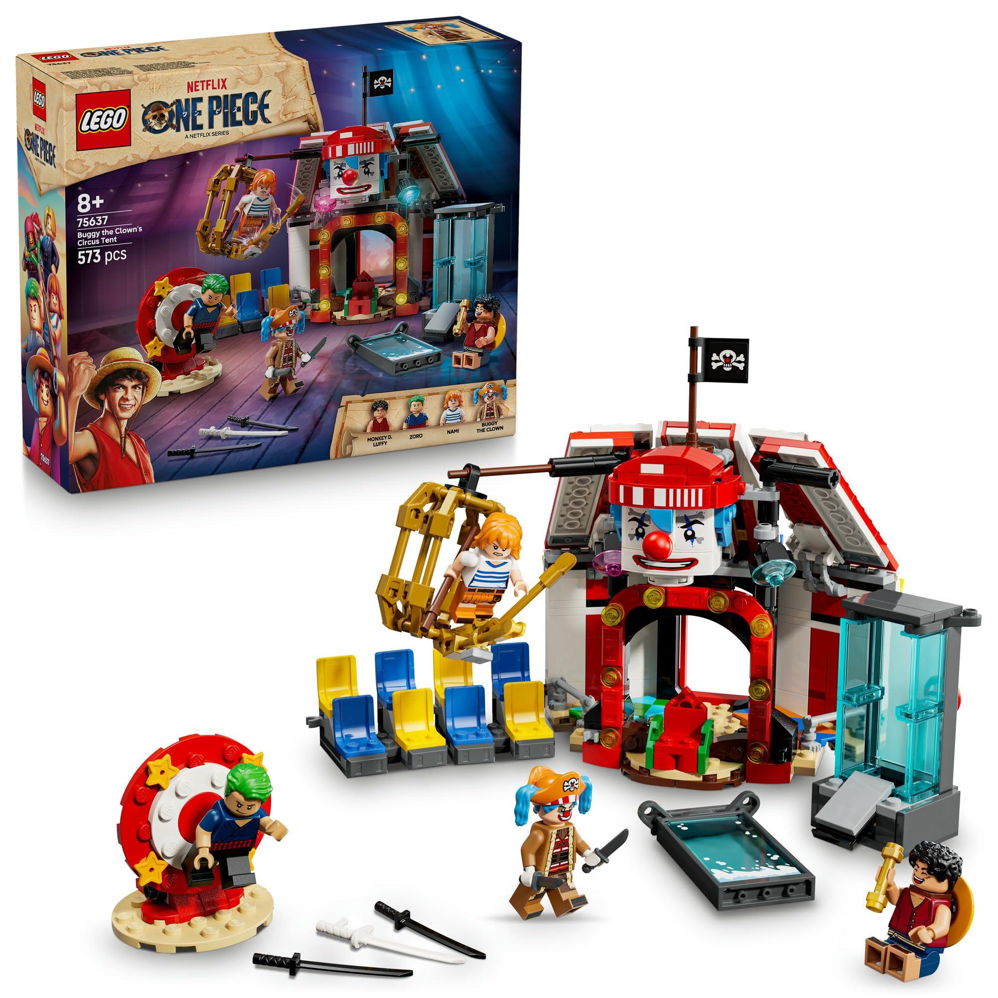 LEGO ONE PIECE Buggy the Clown's Circus Tent Mini Buggy Treasure Chest Zoro Wadō Ichimonji Three-Sword Style Wanted Poster Toy Birthday Present Building Blocks Boys Girls Kids Ages 8 9 10 Elementary School ONE PIECE Figure Goods 75637