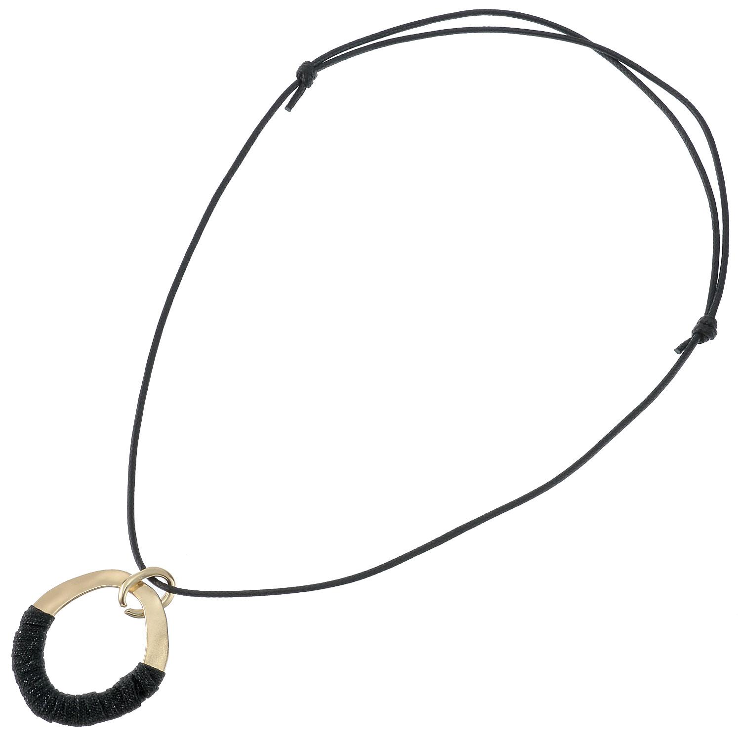 Circle Cord Necklace - Black