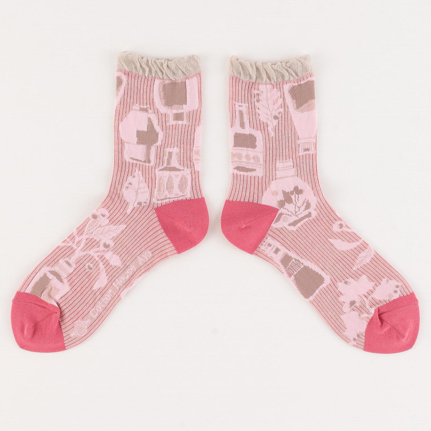 AYA SOCKS・Flowers in a Vase　Red P　F(Free)