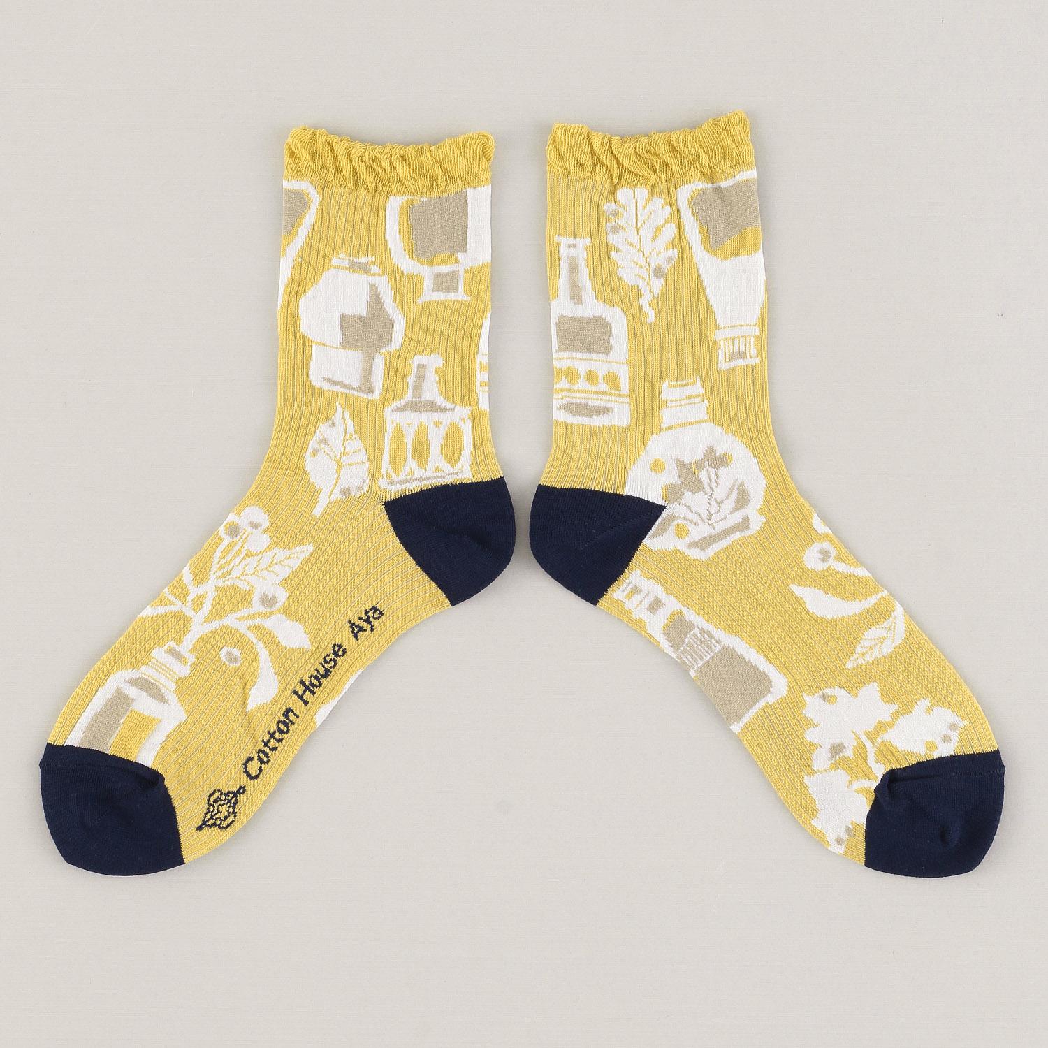 AYA Socks・Vase Flowers Yellow P F (Free)