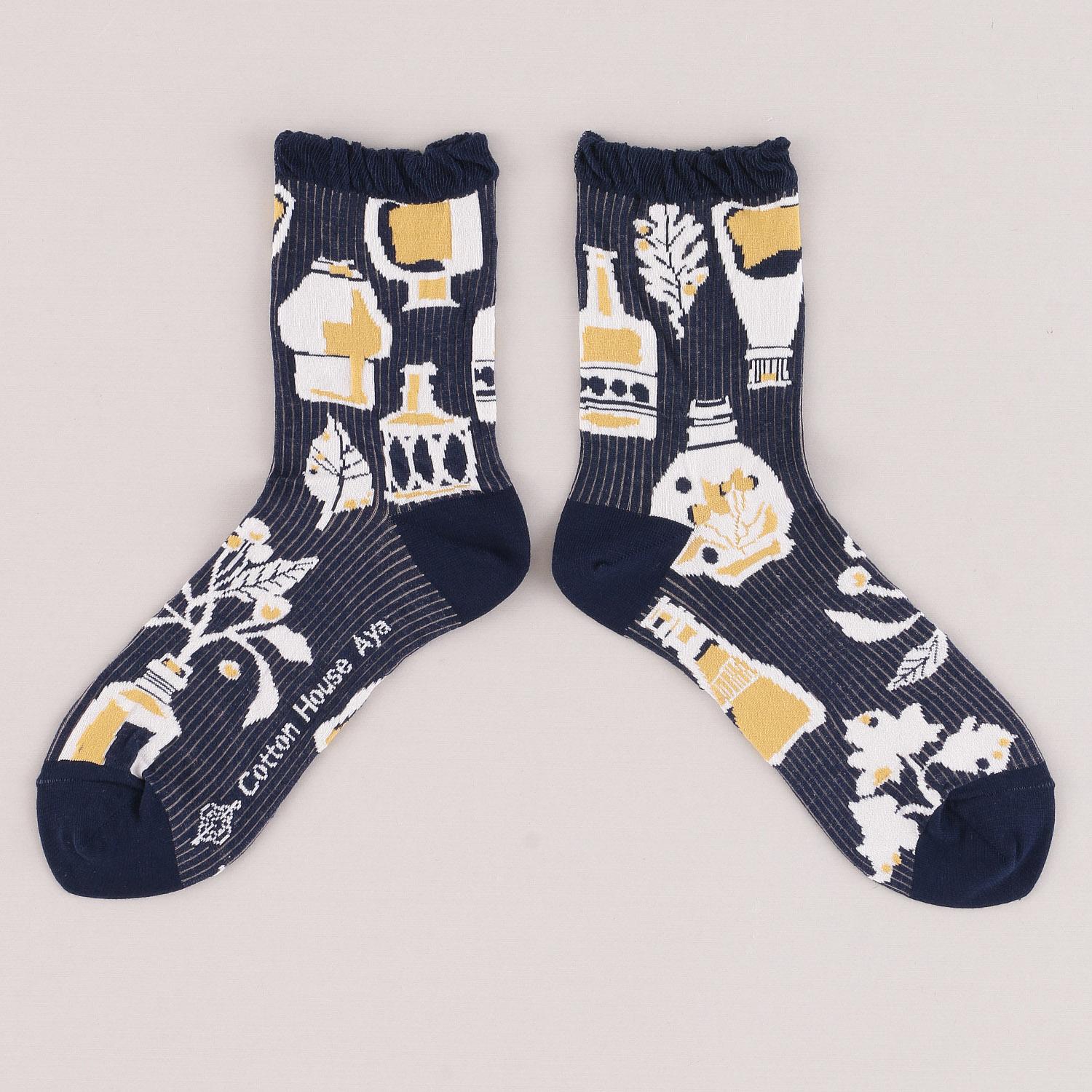 AYA Socks・Flowers in a Vase Blue P F(Free)