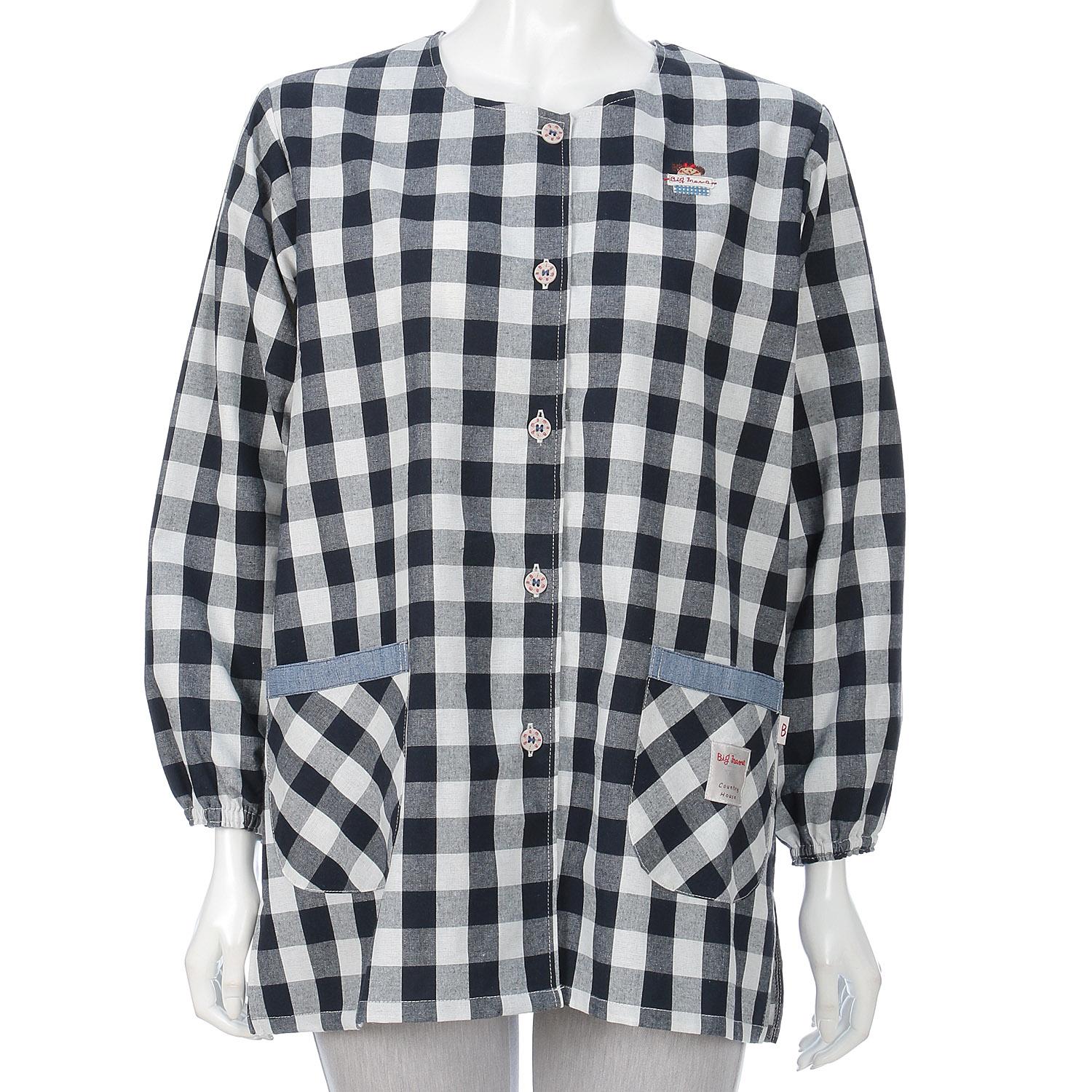 Big Mama Check Smock Black F (Free Size)