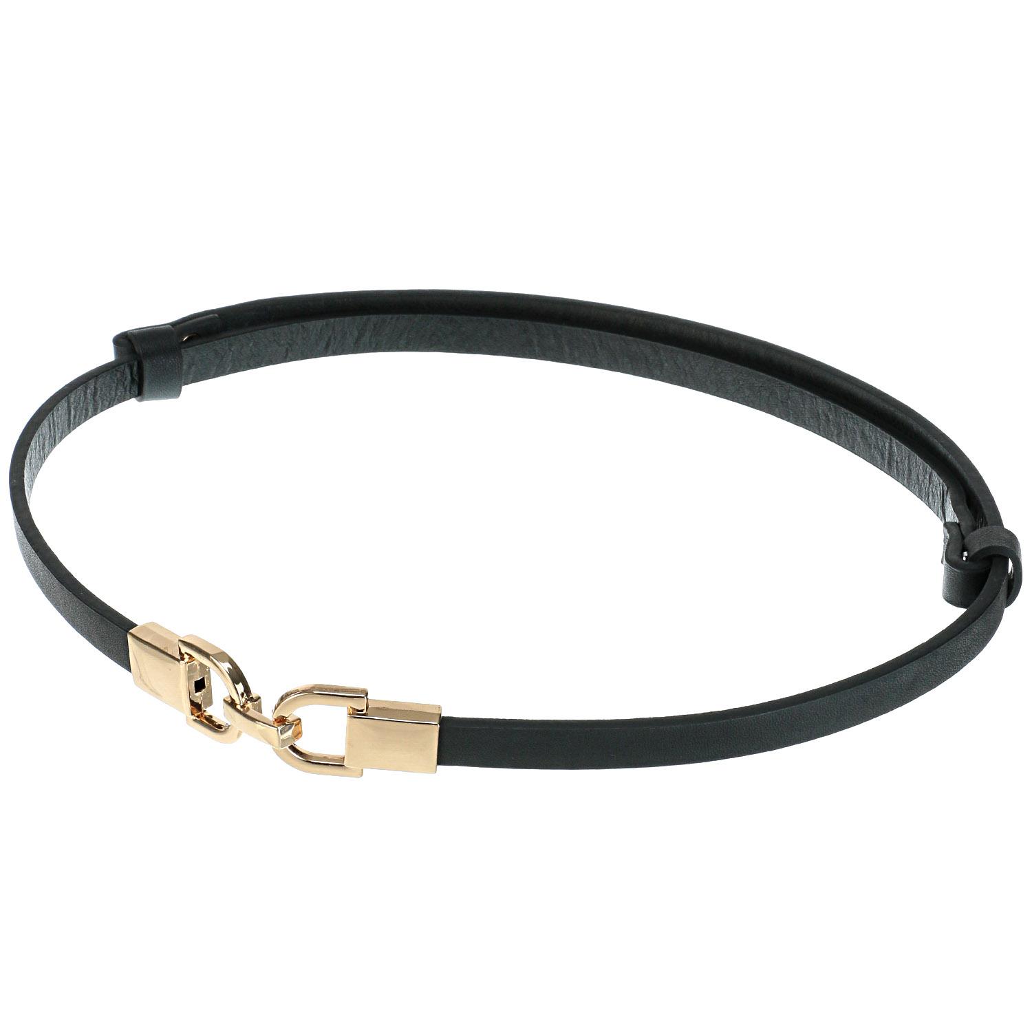 Synthetic Leather Narrow Slide Belt - Black