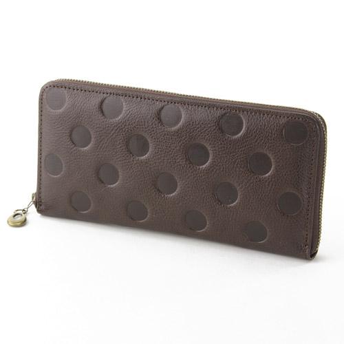 Dot-embossed Round Zipper Long Wallet