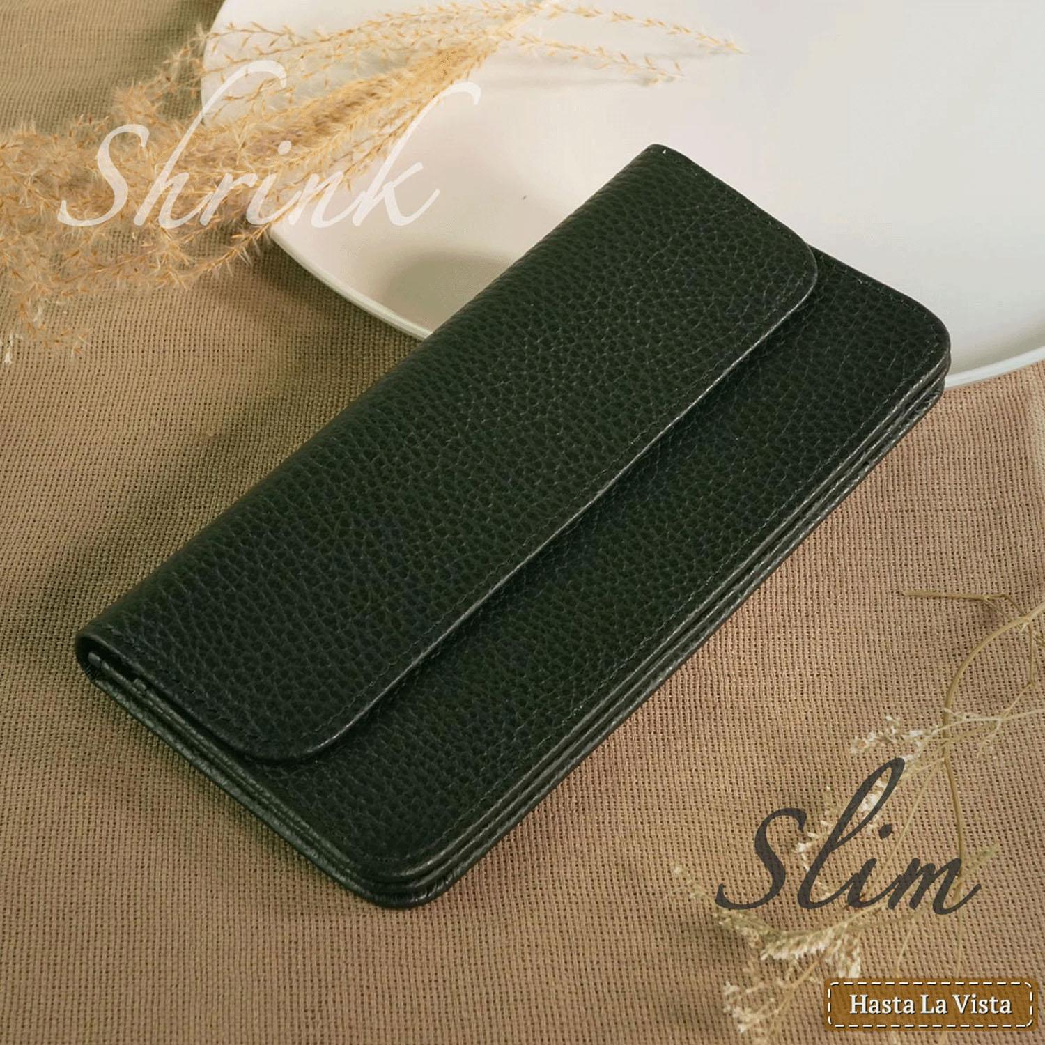Japanese-made Slim Cover Long Wallet 15 Black