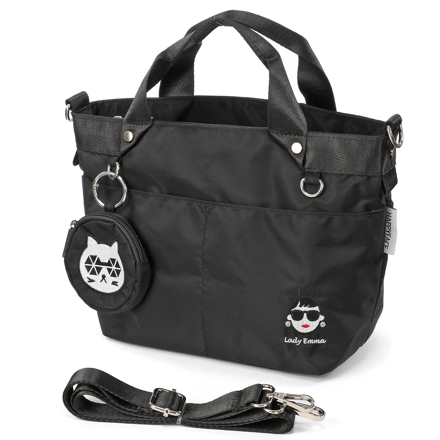 HAPPY FACE Lady Emma 2-Way Bag with Pouch - Black