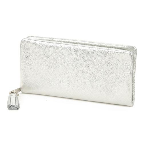 BEAURE SECOND Cowhide Leather Long Wallet - Silver