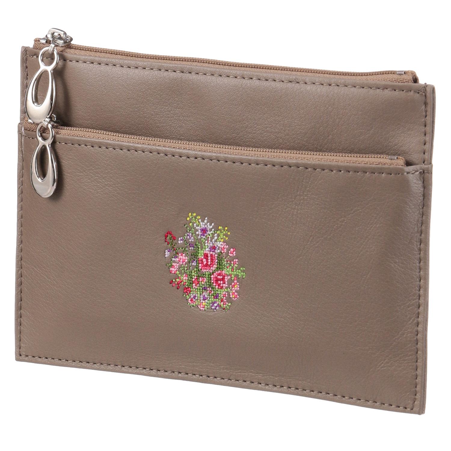 Dream Poetry Collection Two-Way Zipper Pouch - Greige (Taupe)