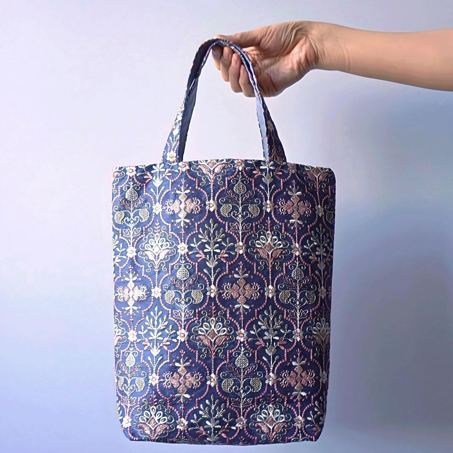 Indian Embroidered Tote Bag Blue