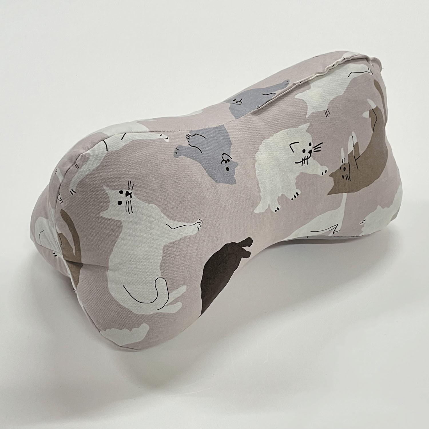 Cat-Print Memory Foam Bone Pillow - Pink