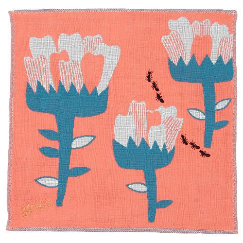 Kusubashi Mon Ori morita MiW Gauze Handkerchief Ant Salmon Pink A-64795-86-SP 25×25cm
