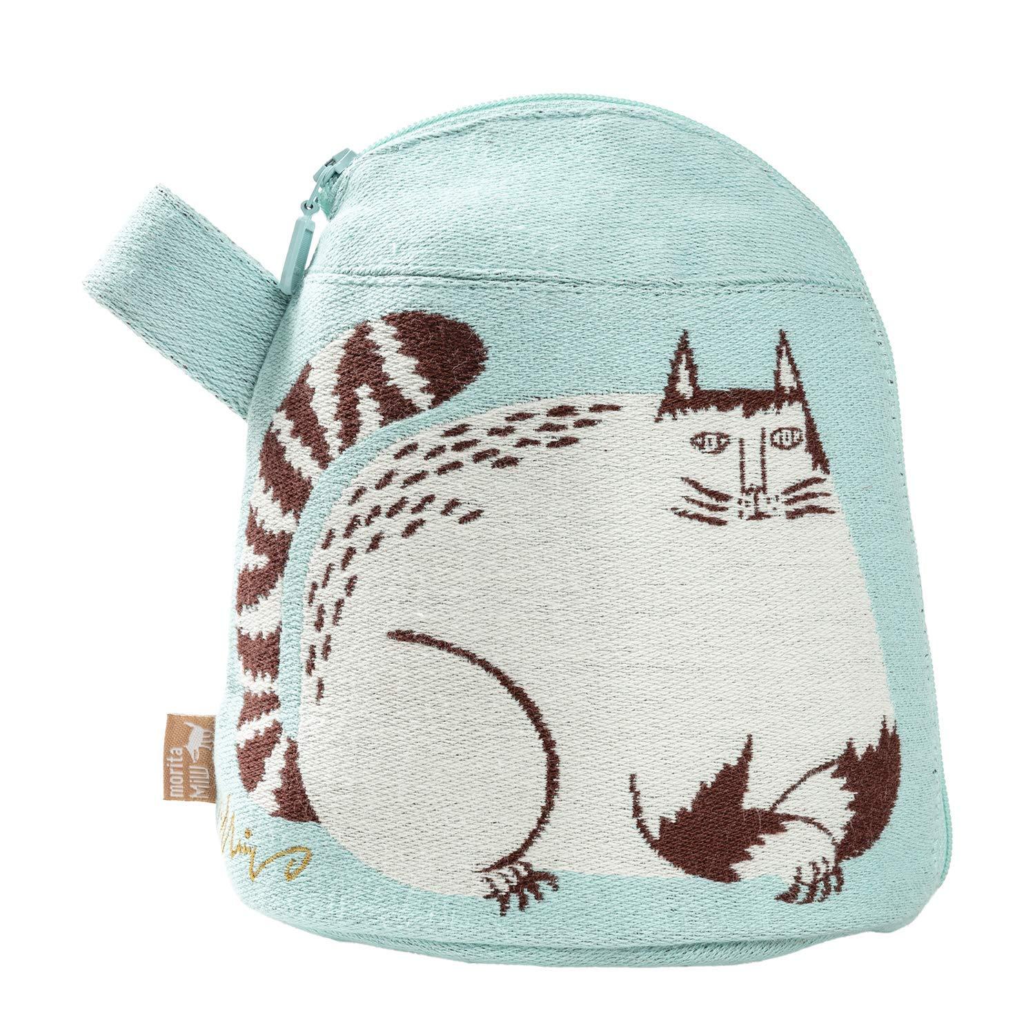 Kusunohashi Monori MiW Pouch with Gusset Cats in the Park's Big Tree Light Blue